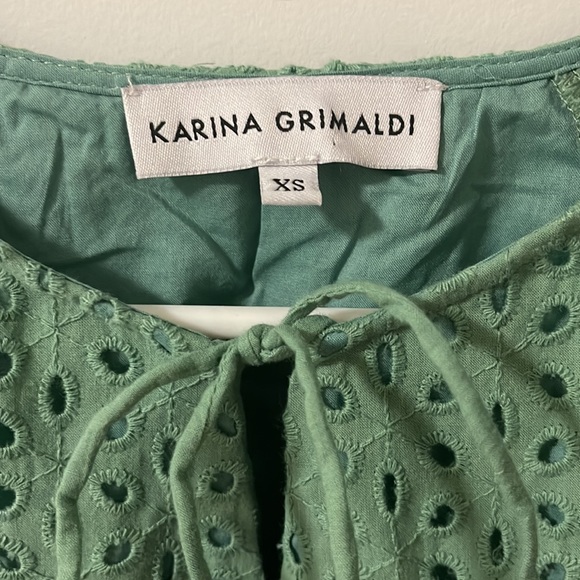 Karina Grimaldi  Irina Eyelet Mini Dress in Sage - Picture 3 of 6